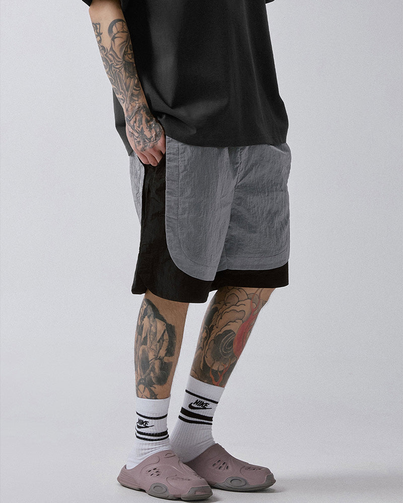 Metallic Nylon Panel Shorts