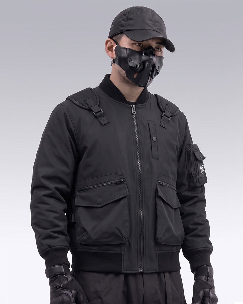 Functional Fake Two Piece Backpack Bomber Jacket