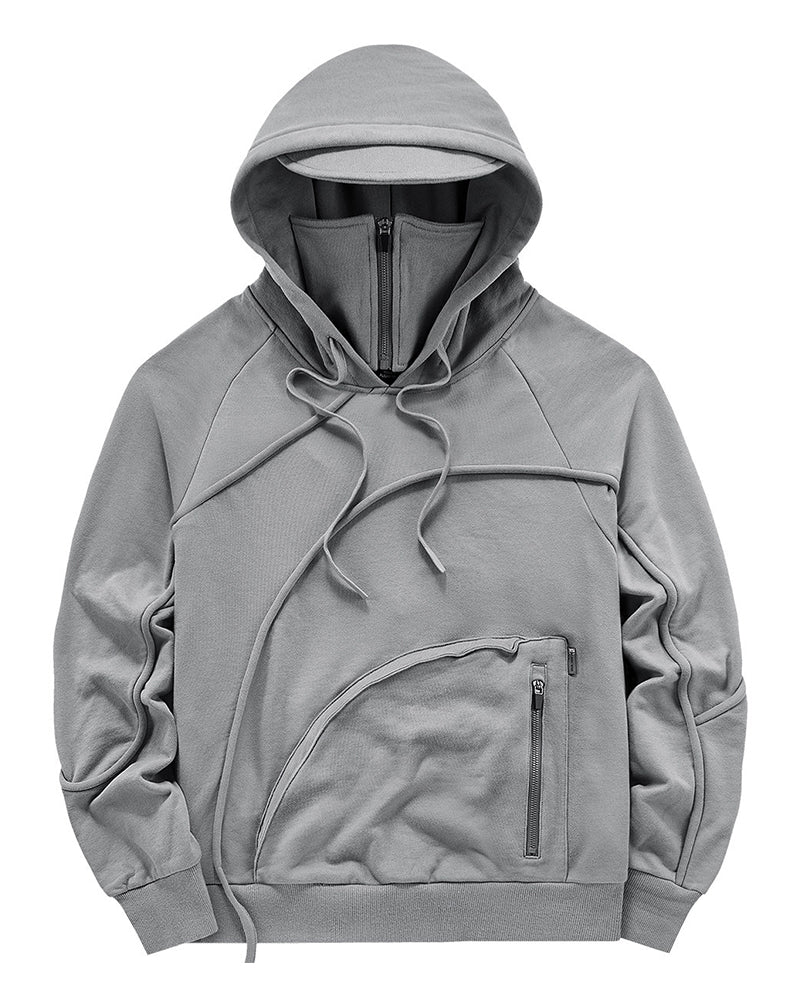 Functional Irregular Pocket Mask Tactical Hoodie