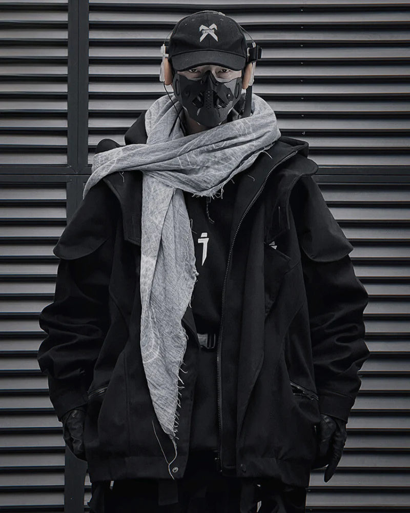 Wasteland Wear Torn Hem Fake Two-piece Unisex Jacket