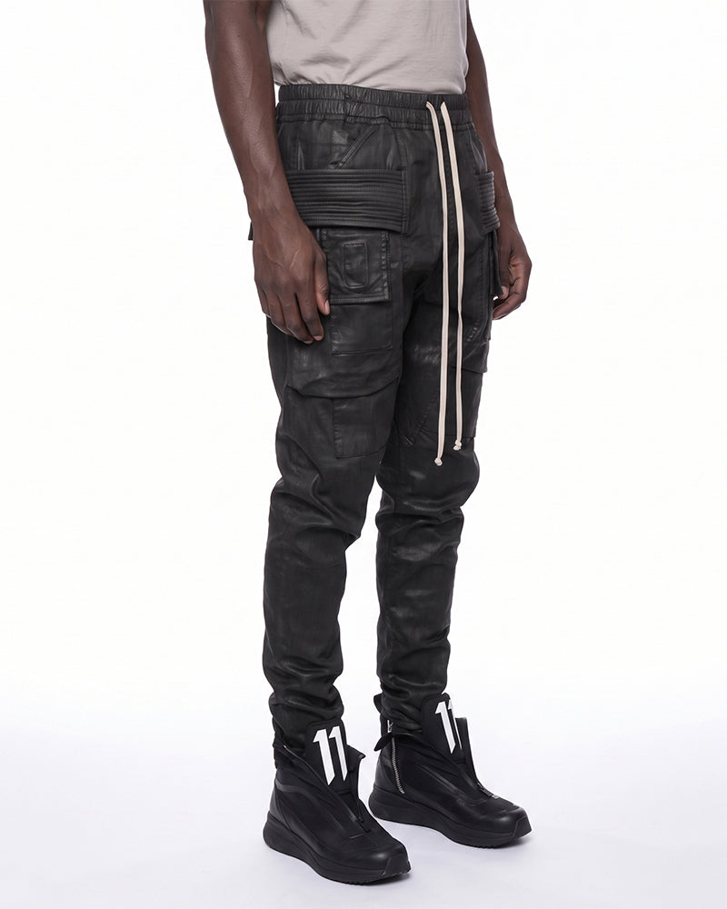Waxed Multi‑Pocket Deconstructed Utility Cargo Pants