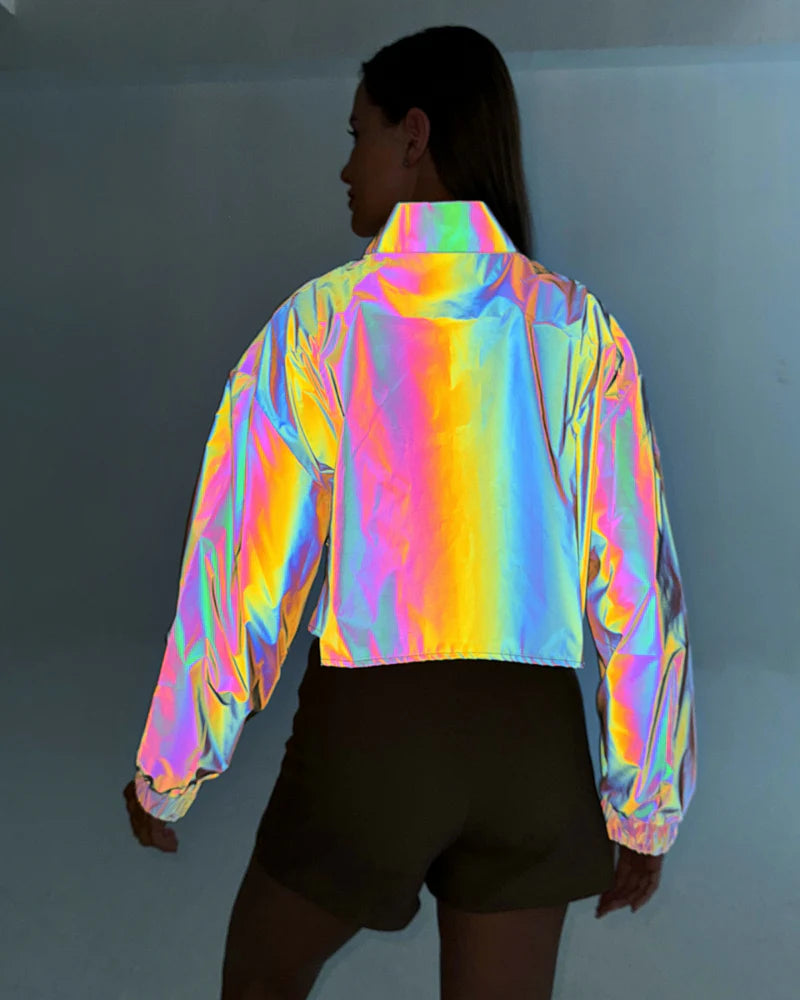 Techwear Colorful Reflective Short Jacket Top