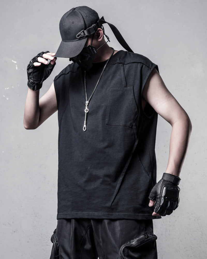 Functional Techwear Patchwork Sleeveless T-Shirt
