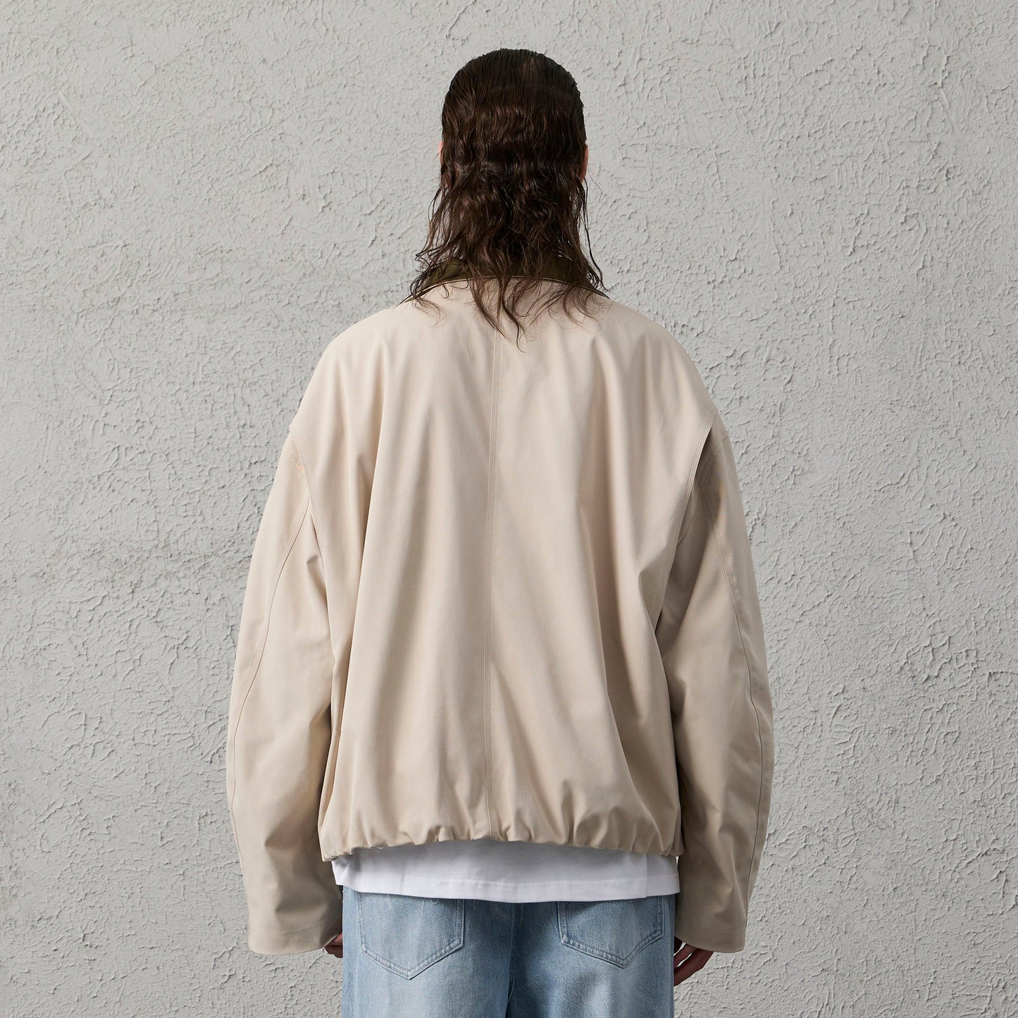 Stand Collar PU Drawstring Jacket