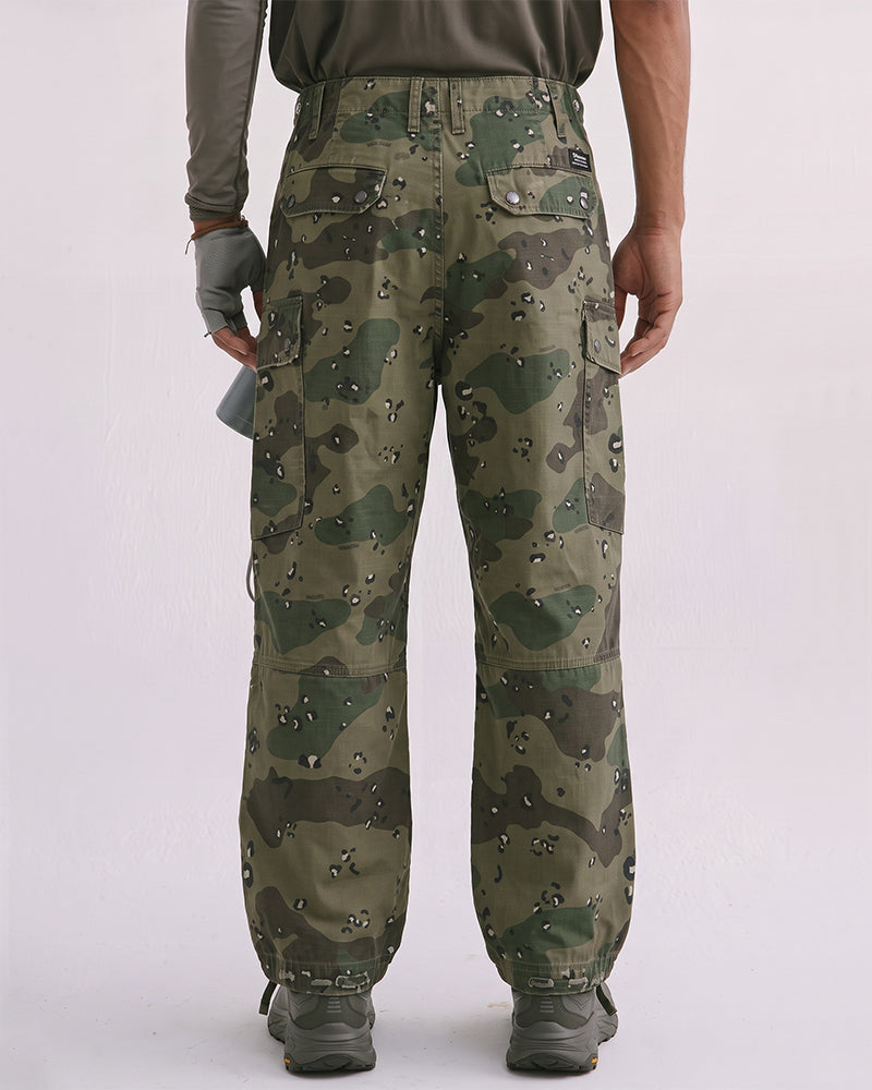 Washed Straight-Leg Camo Cargo Pants
