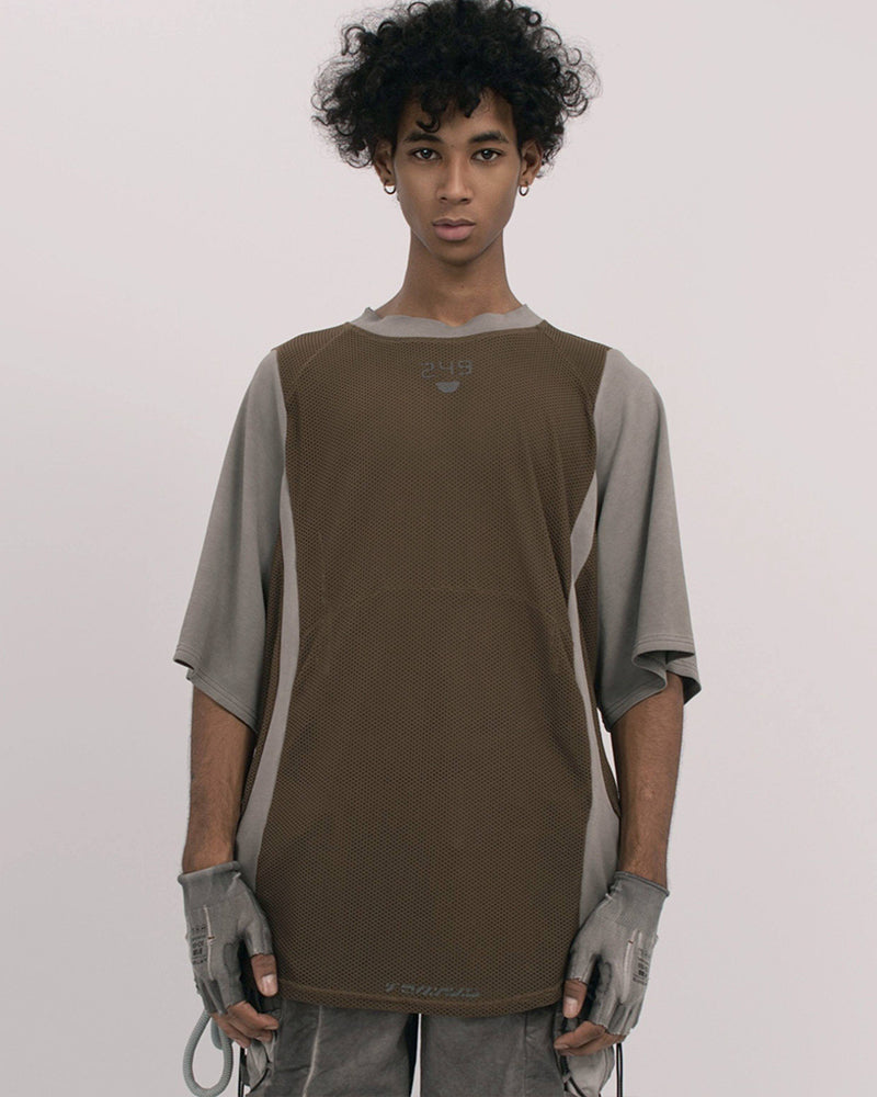 Techwear Mesh Panel Short-Sleeve T-Shirt