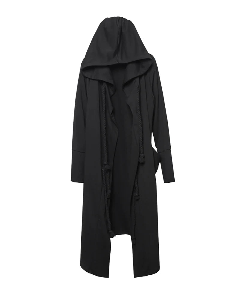 Wizard Gothic Drawstring Black Cape Coat