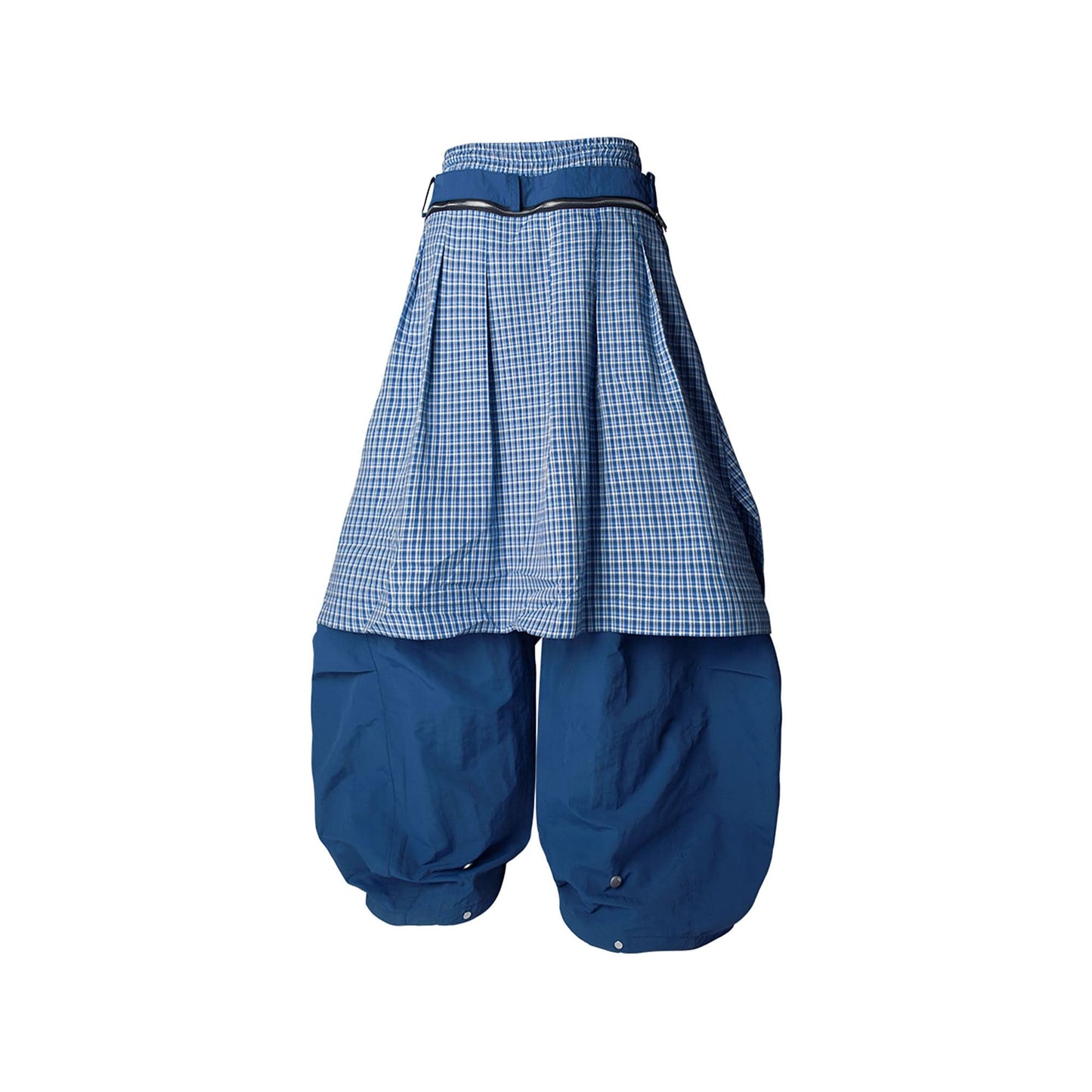 Drawstring Layered Double-Waistband Parachute Pants Blue
