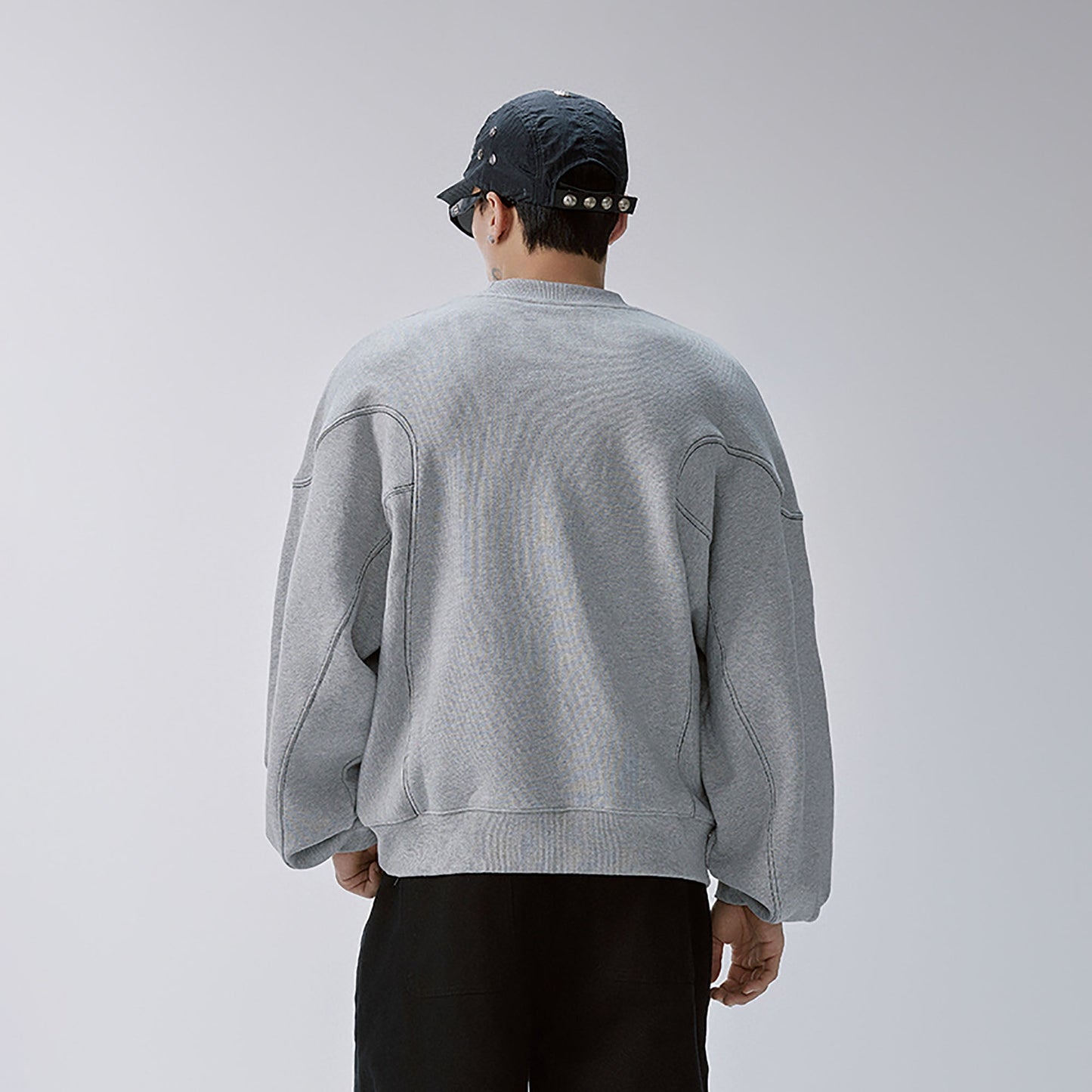 Pleated Panel Logo Embroidery Sweatshirt