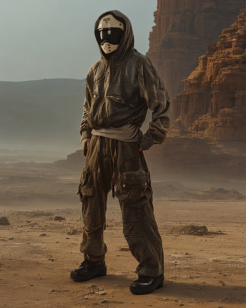 Post-Apocalyptic Layered Mesh Hooded Cropped Jacket