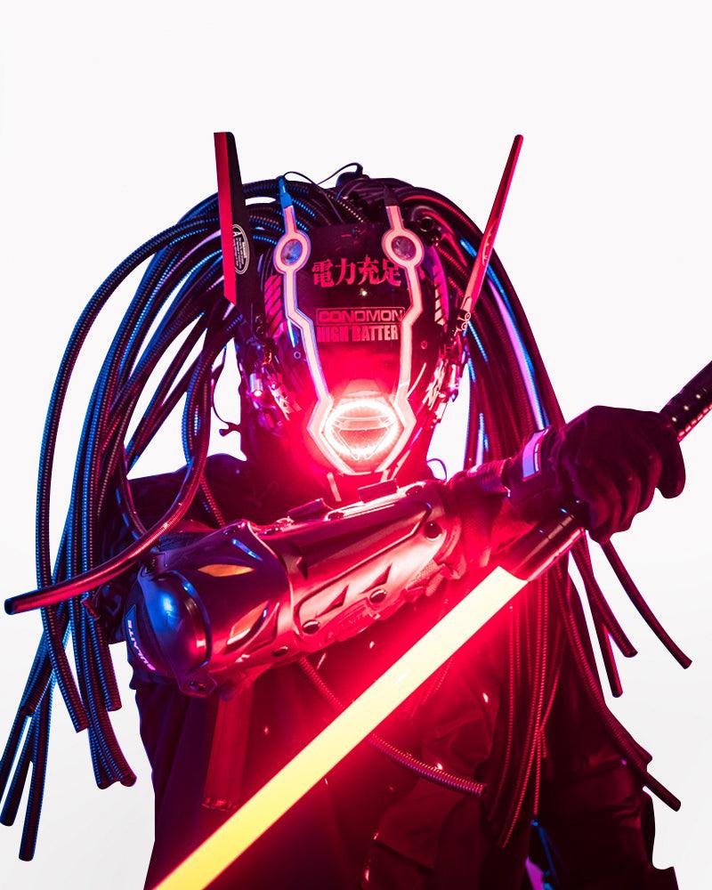 Samurai Dreadlocks LED Cyberpunk Helmet Mask