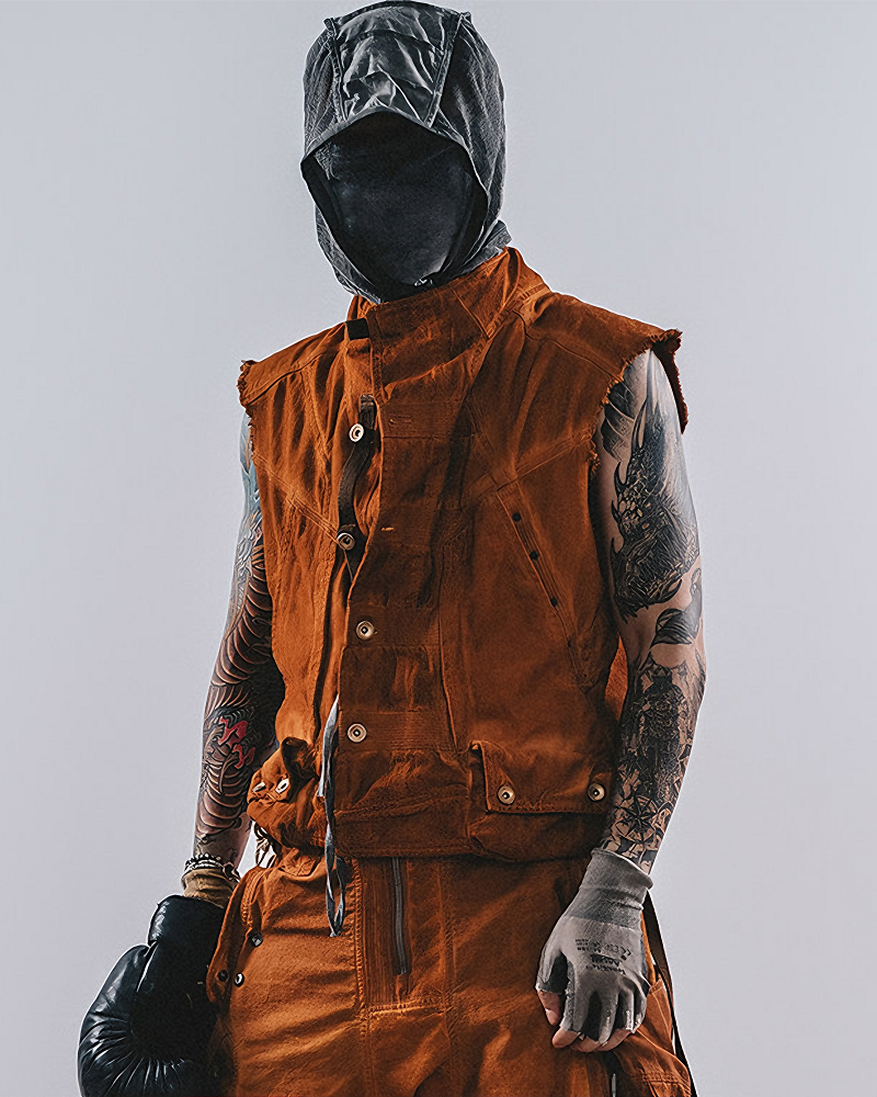 Post‑Apocalyptic Dirty Wash Utility Vest