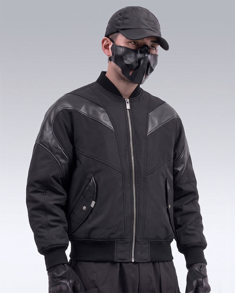 Techwear PU Patchwork Warm Bomber Jacket