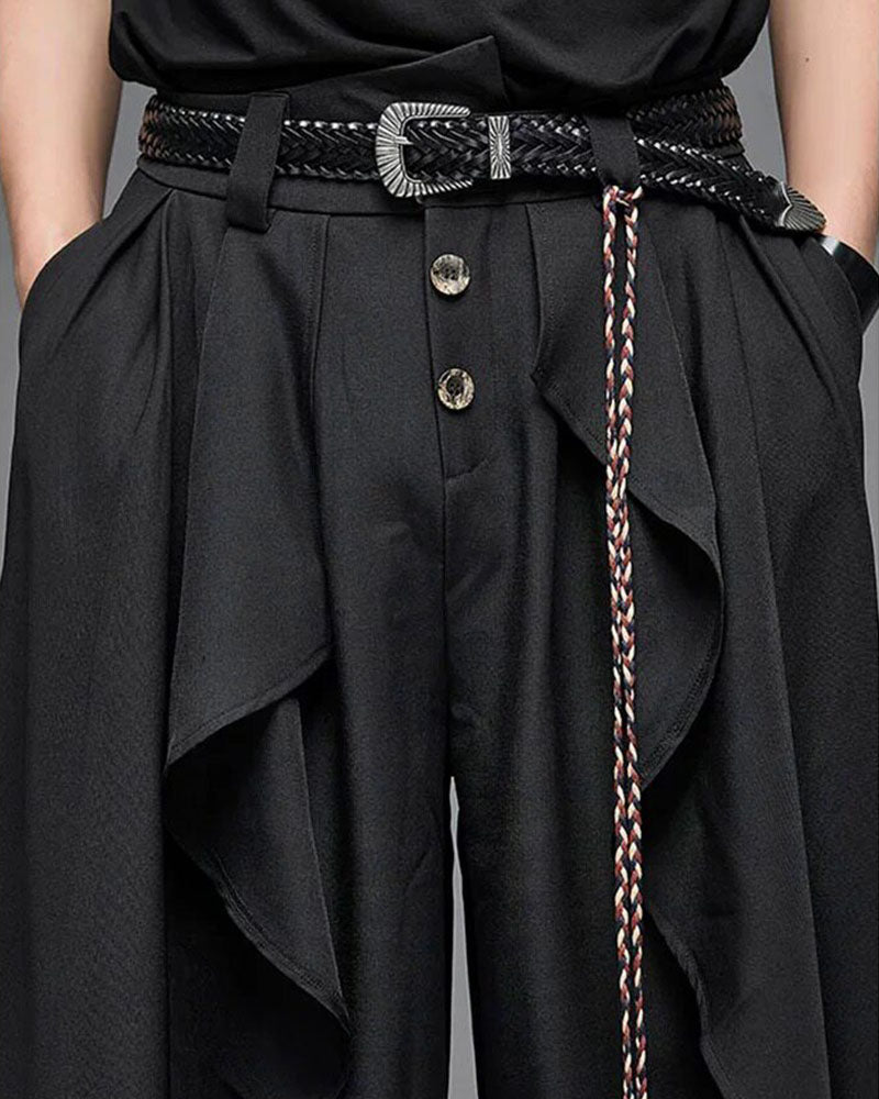 Modern Japanese Carved Alloy Genuine Leather Belt