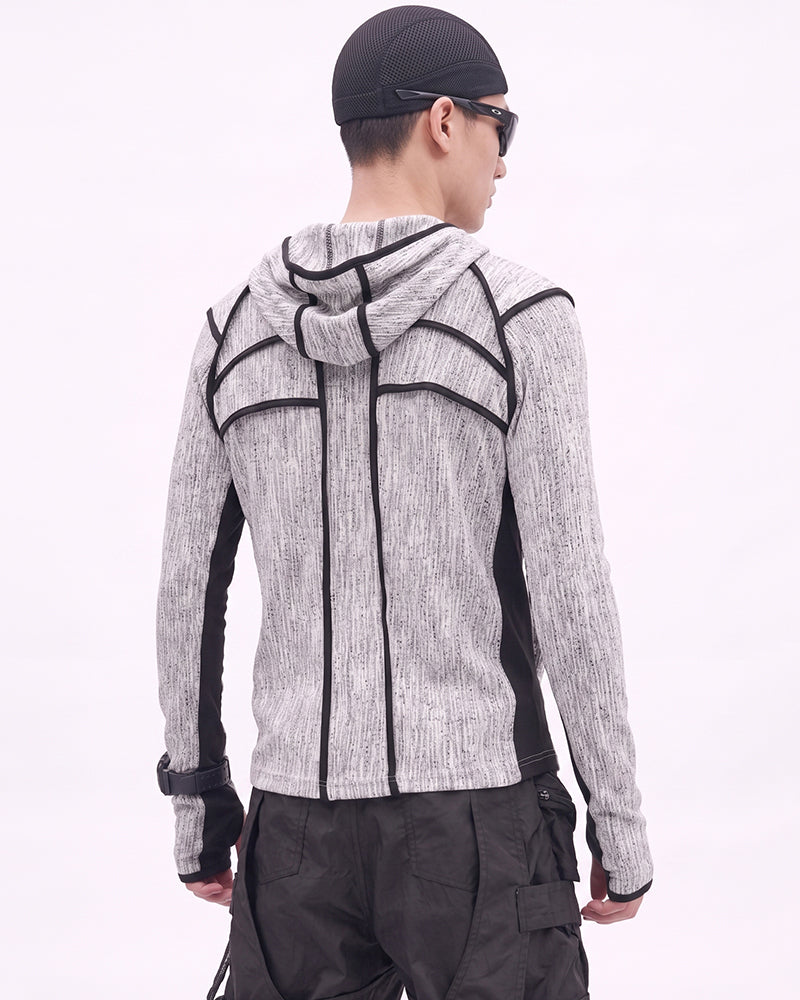 Post-Apocalyptic Contrast Deconstructed Hooded Long-Sleeve T-Shirt