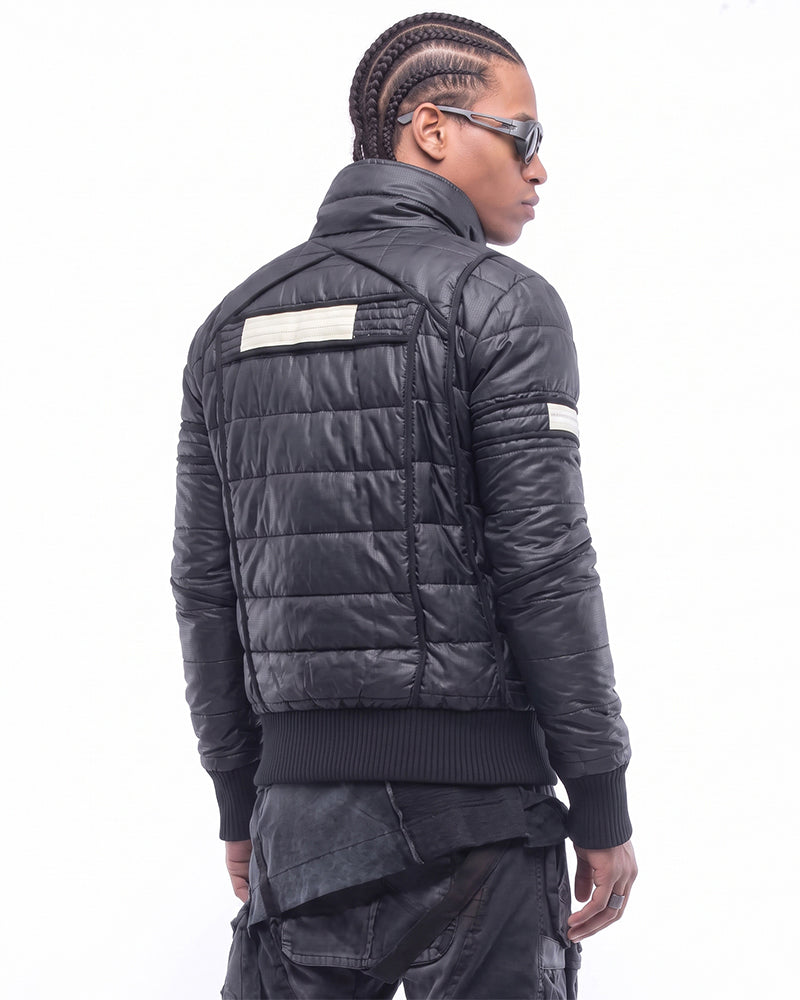 Post-Apocalyptic Asymmetric Geometric Quilted Jacket