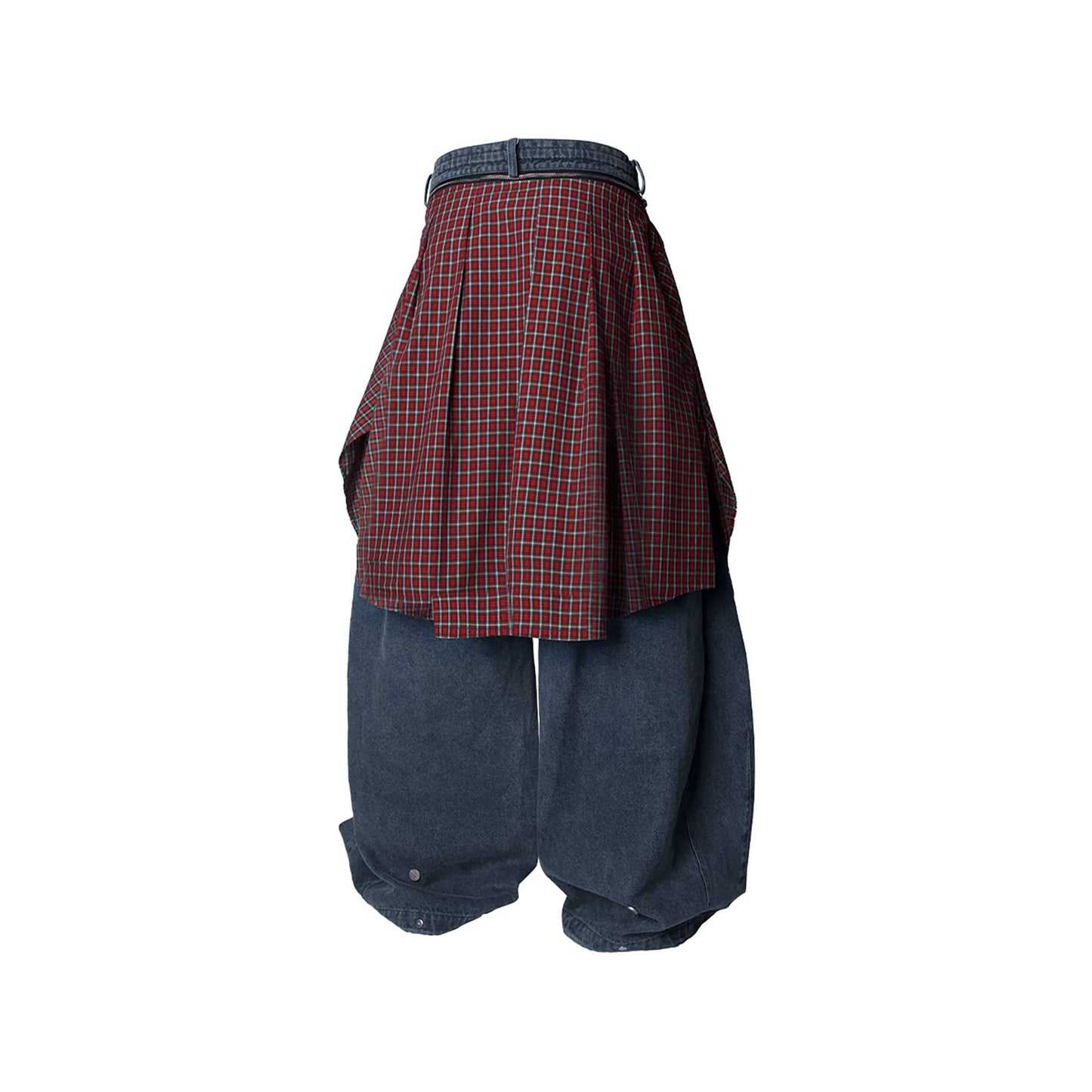 Detachable Drape Drawstring Baggy Jeans Blue