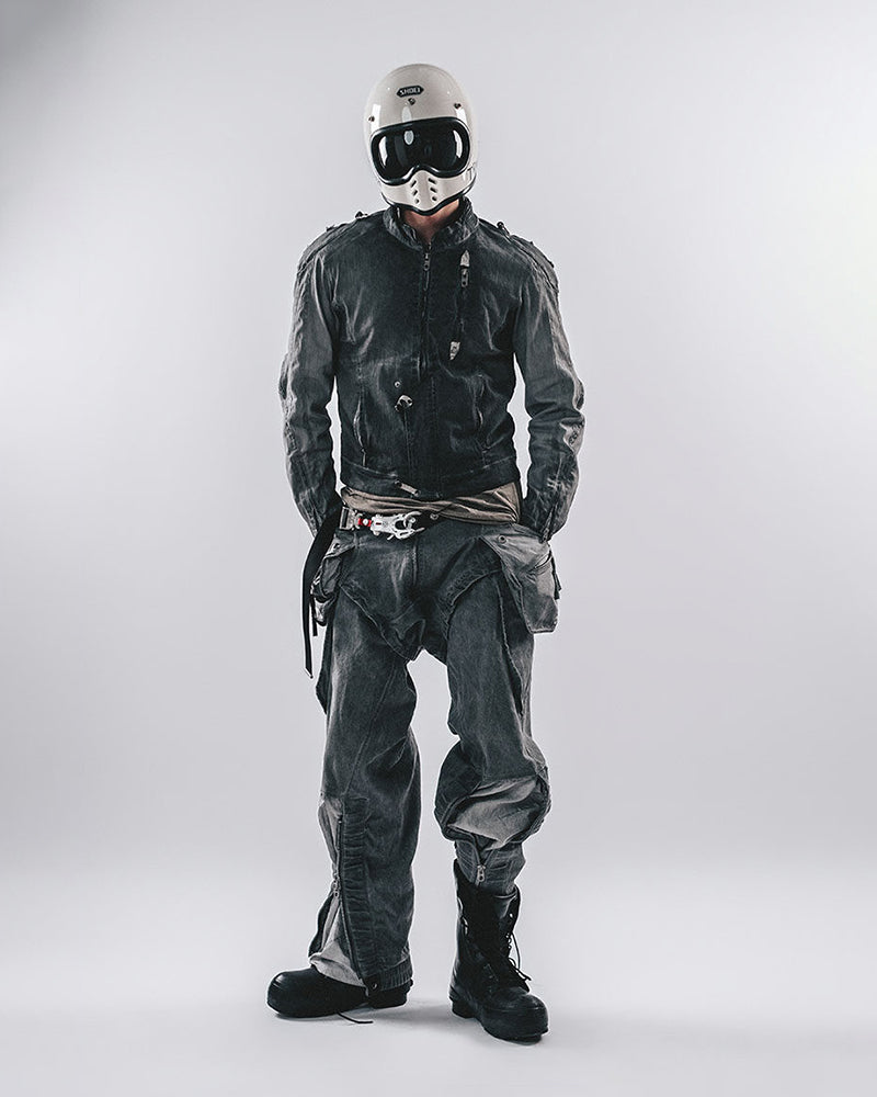Urban Decay Distressed Zip-Up mecha Jacket