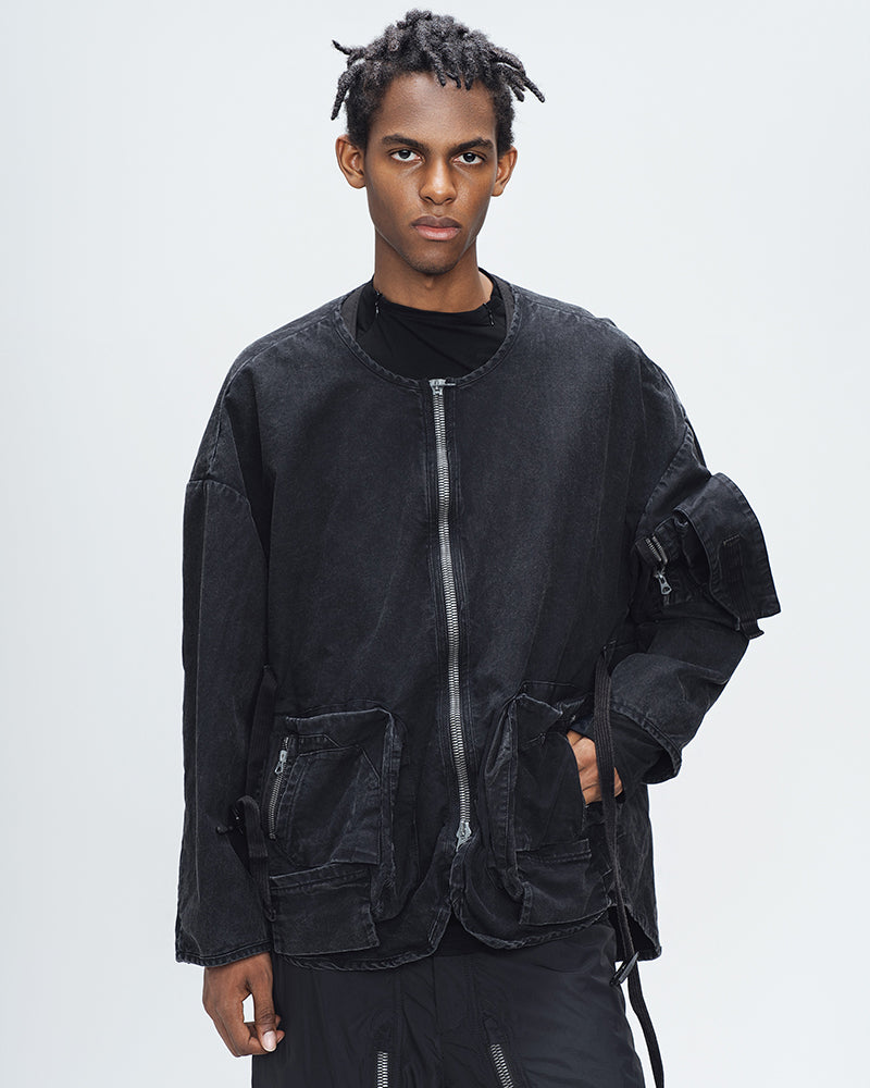 Waist-cinching Multi-Pocket Utility Jacket