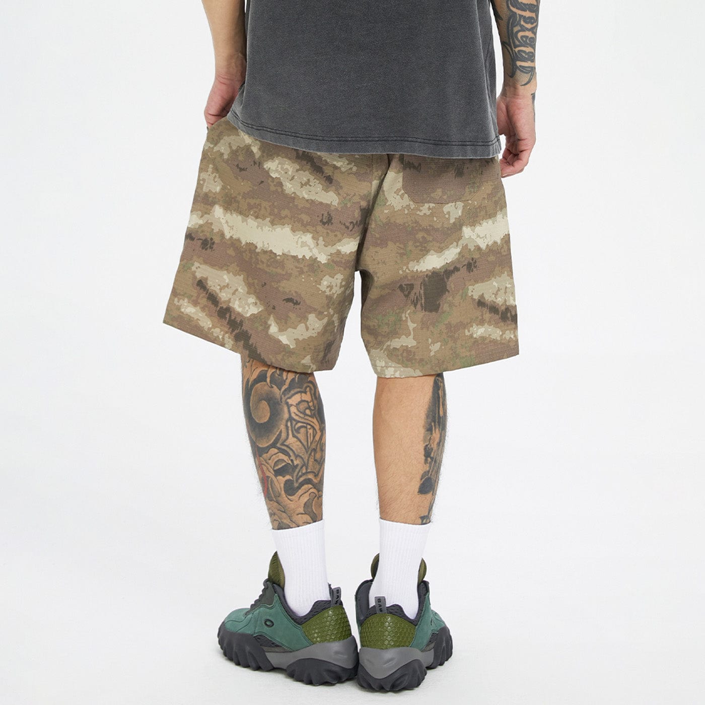 Retro Camo Multi Pocket Buckle Shorts