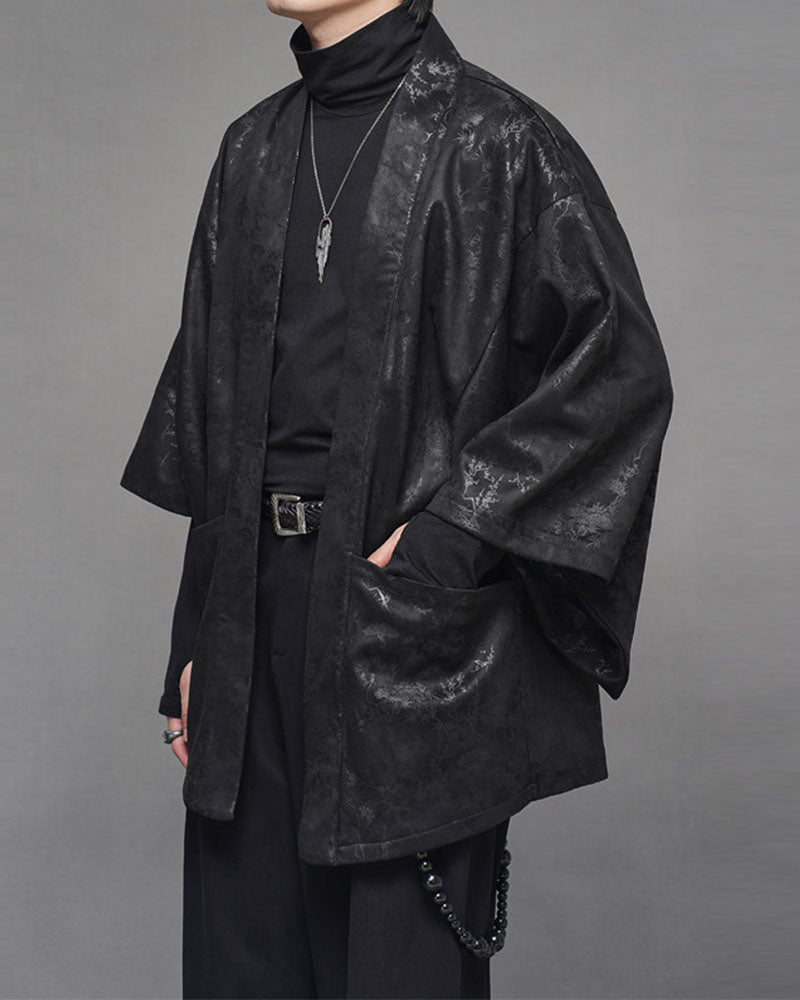 Vintage Japanese Pattern Suede Kimono Jacket