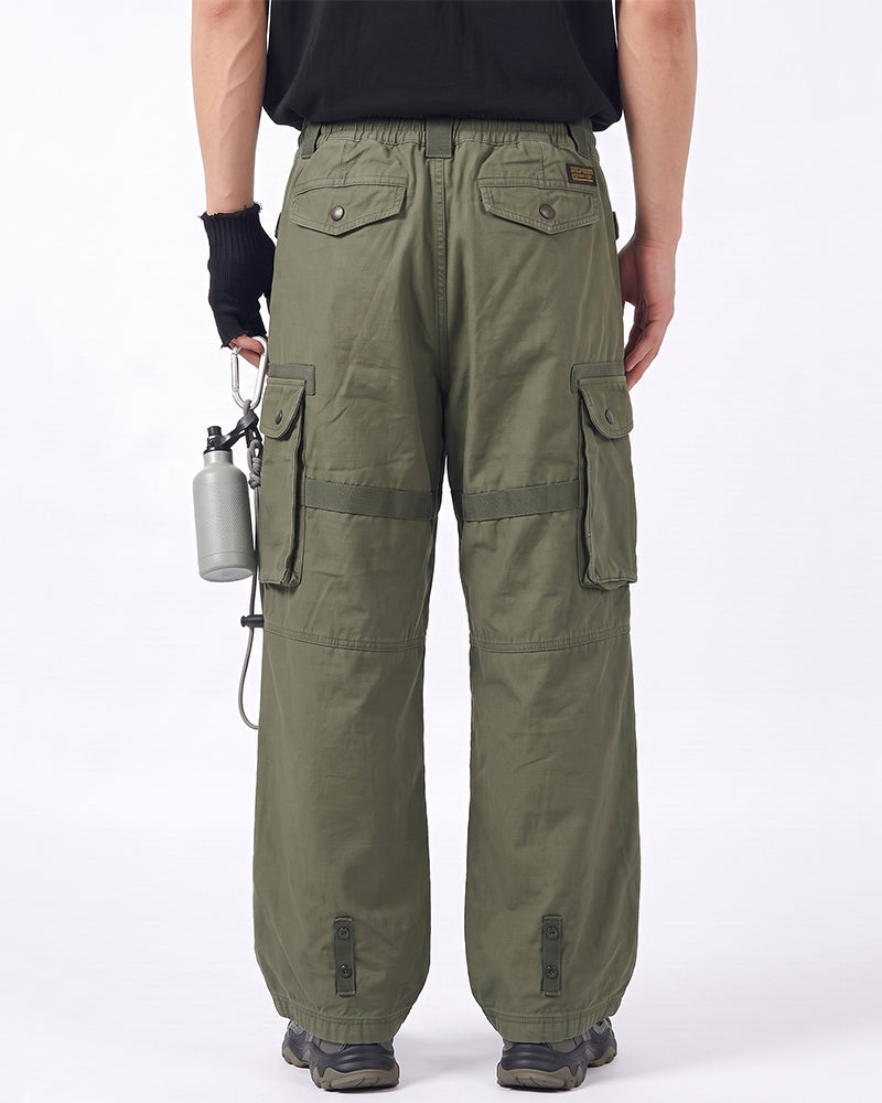 Distressed Vintage Multi‑Pocket Cargo Pants