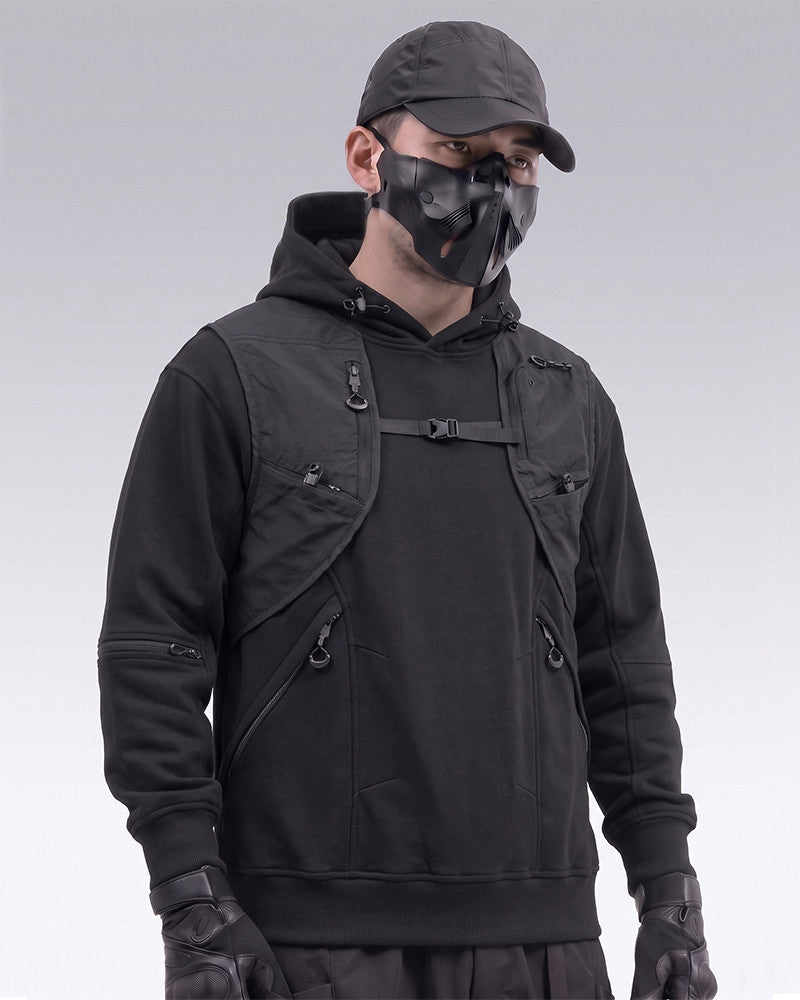 Functional Multi-Pockets Patchwork Hoodie