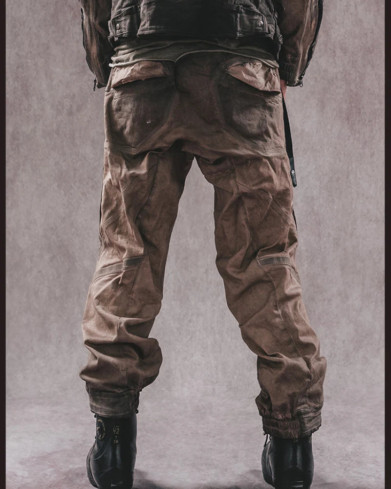 Post-Apocalyptic 3D Cut Distressed Double-Layer Cargo Pants