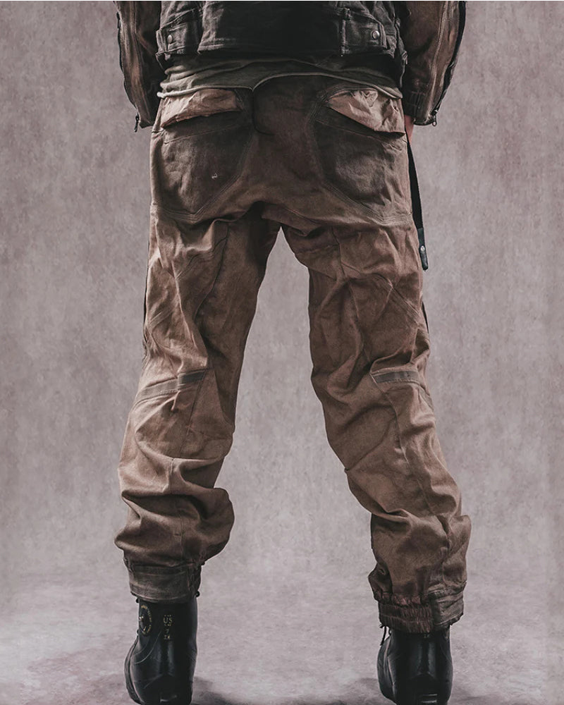 Post-Apocalyptic 3D Cut Distressed Double-Layer Cargo Pants