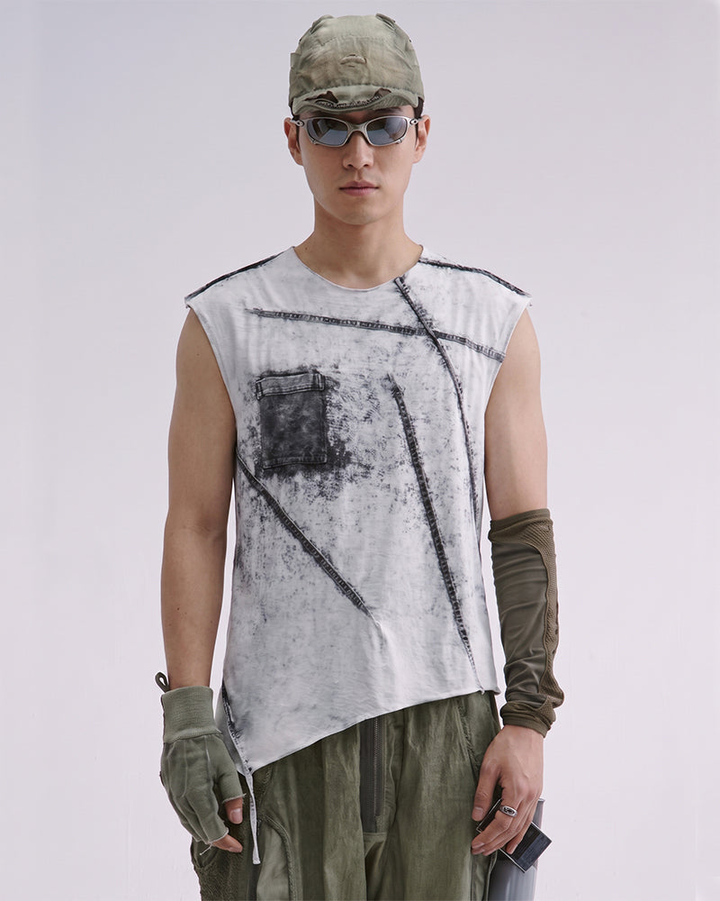 Wasteland Tie-Dyed Distressed Sleeveless Tee