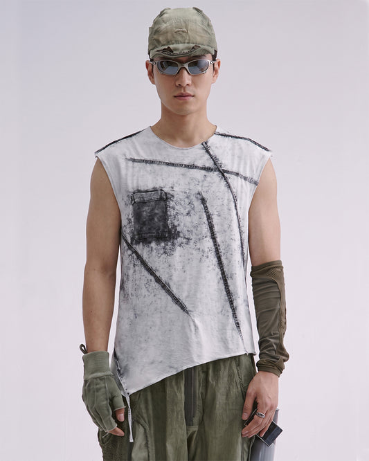 Wasteland Tie-Dyed Distressed Sleeveless Tee