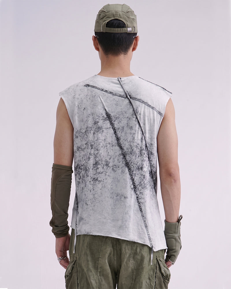 Wasteland Tie-Dyed Distressed Sleeveless Tee