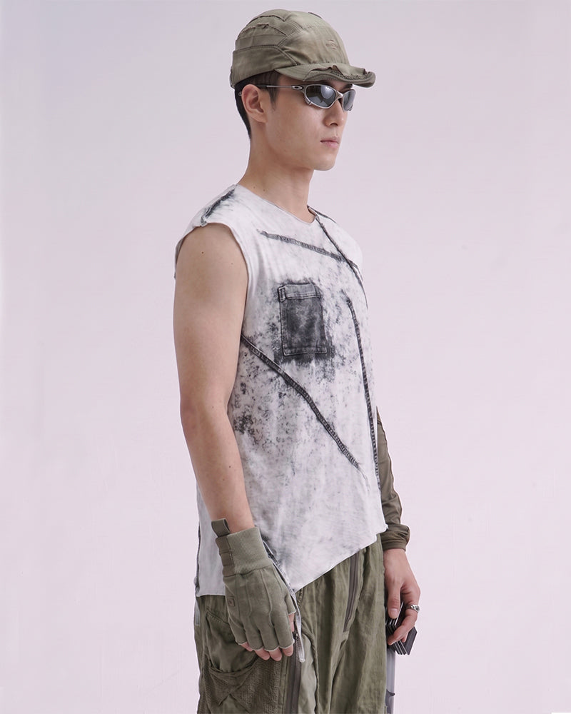 Wasteland Tie-Dyed Distressed Sleeveless Tee