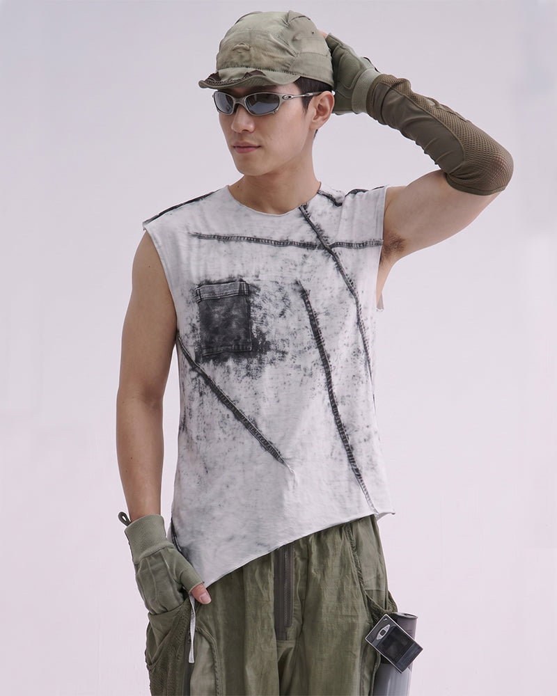 Wasteland Tie-Dyed Distressed Sleeveless Tee