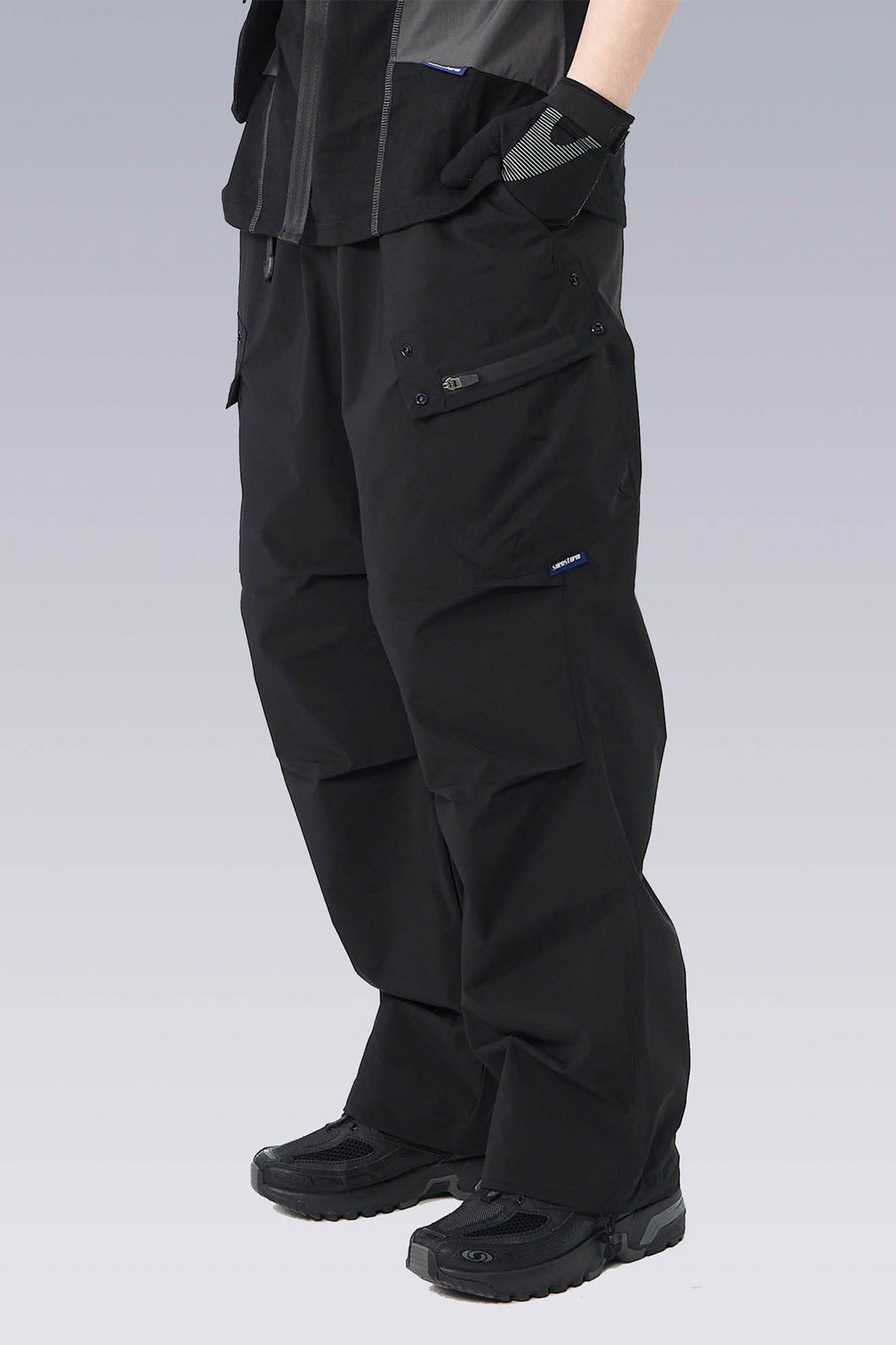 Multi-Pocket Drawstring Crinkled Pants