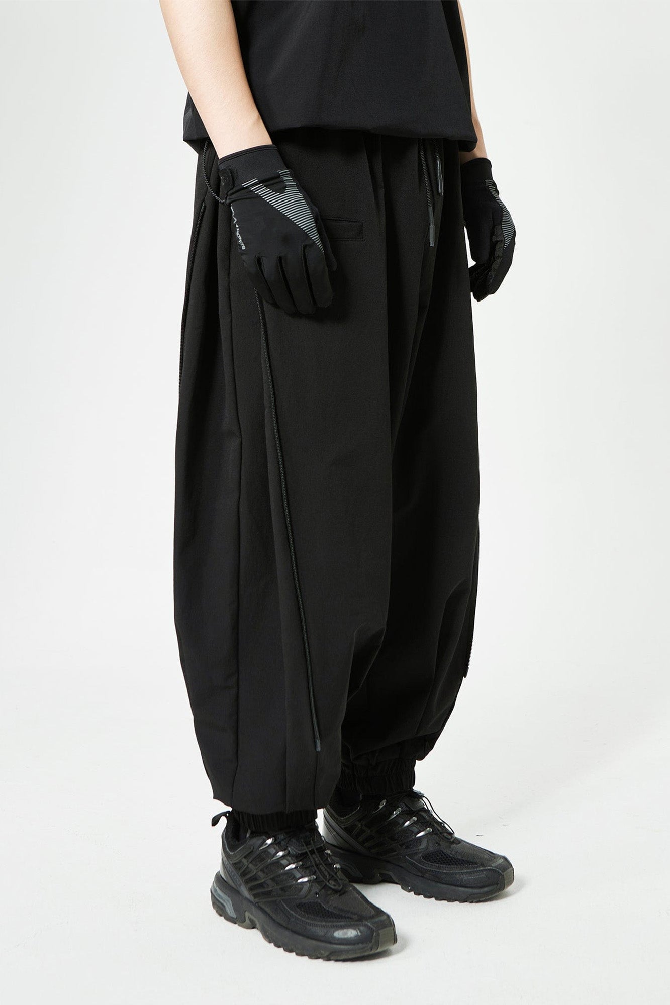 Double-Zip Wide-Leg Jogger Pants