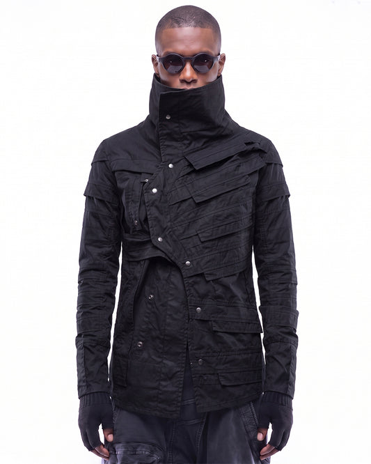Wasteland Asymmetric Pleated High-Neck Shirt