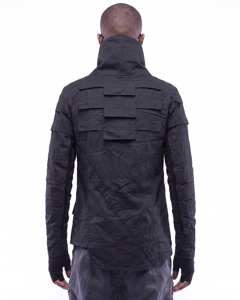 Wasteland Asymmetric Pleated High-Neck Shirt