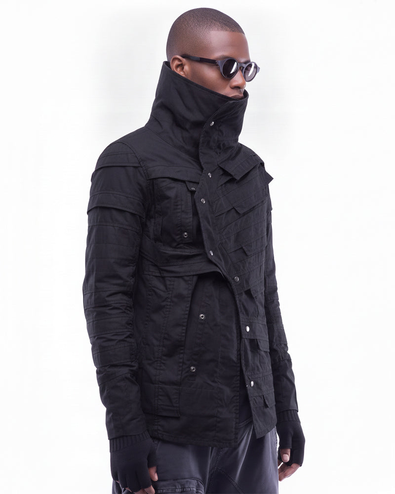 Wasteland Asymmetric Pleated High-Neck Shirt