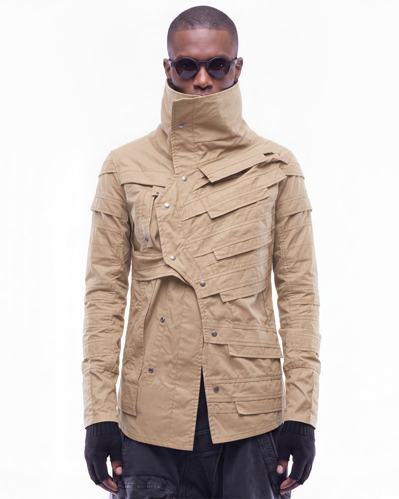Wasteland Asymmetric Pleated High-Neck Shirt
