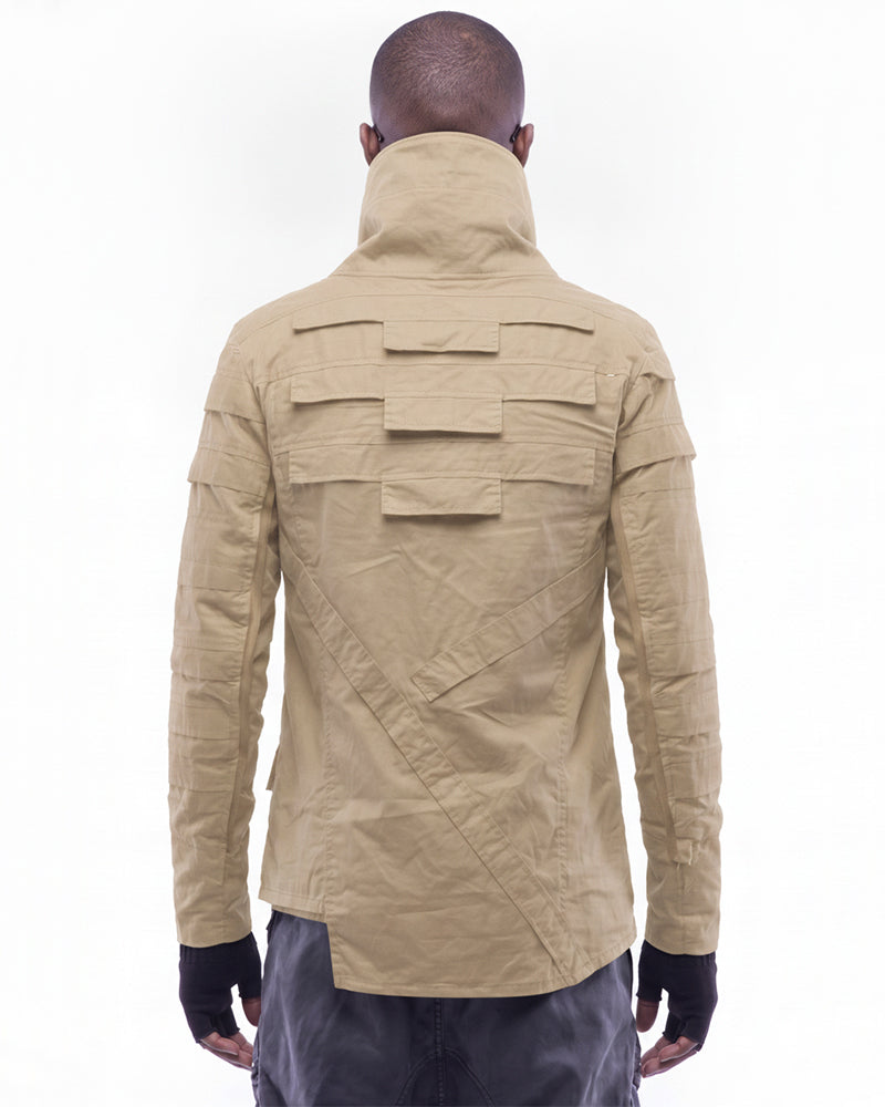 Wasteland Asymmetric Pleated High-Neck Shirt