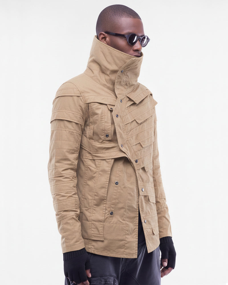 Wasteland Asymmetric Pleated High-Neck Shirt