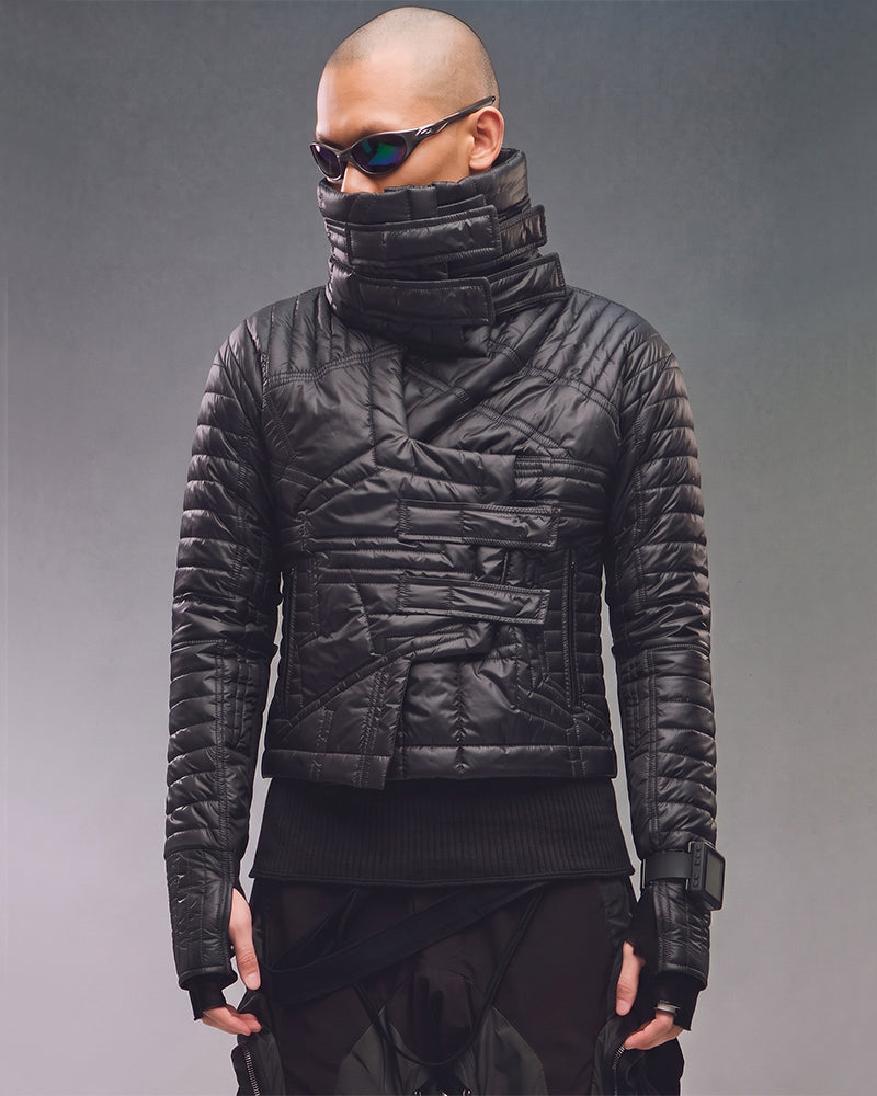 Wasteland Geometric Quilted Asymmetric Down Jacket