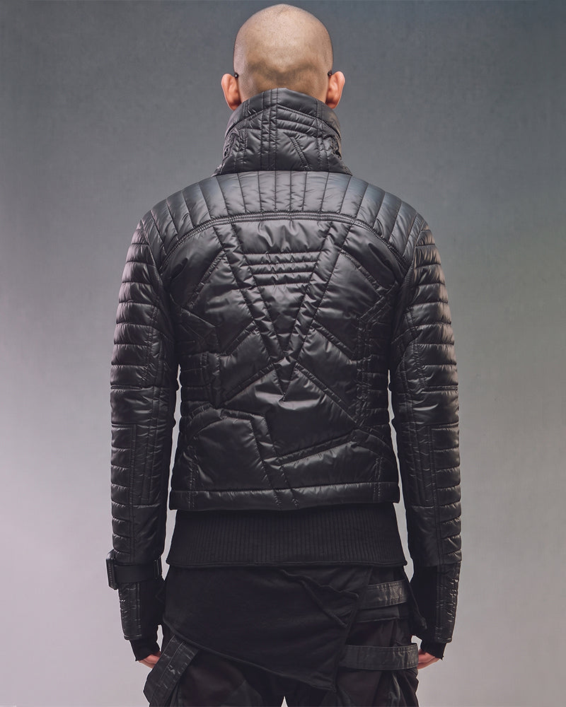 Wasteland Geometric Quilted Asymmetric Down Jacket
