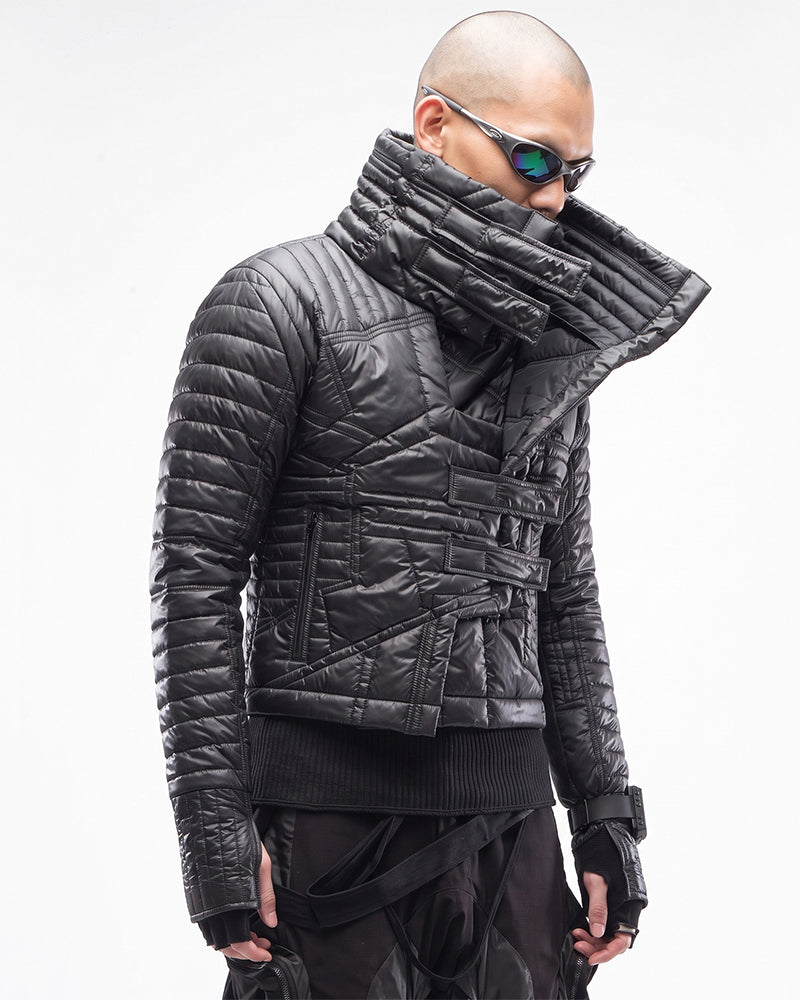 Wasteland Geometric Quilted Asymmetric Down Jacket
