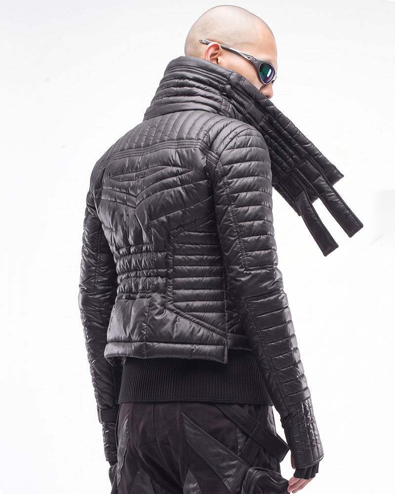 Wasteland Geometric Quilted Asymmetric Down Jacket