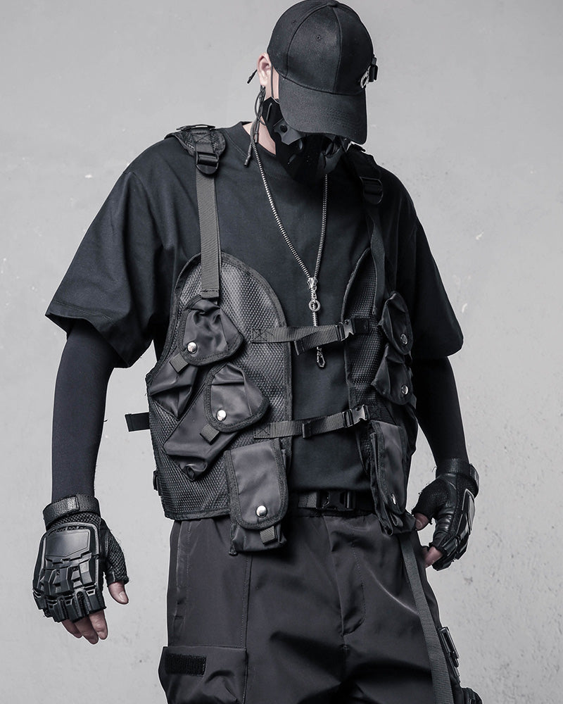 Techwear Mesh Multi-Pocket Tactical Vest