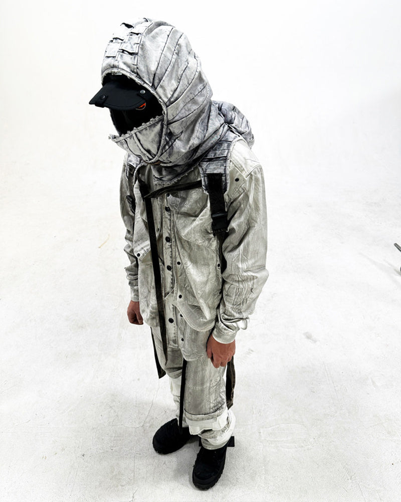 Wasteland Pleated Tie-Dye Convertible Hooded Vest Backpack