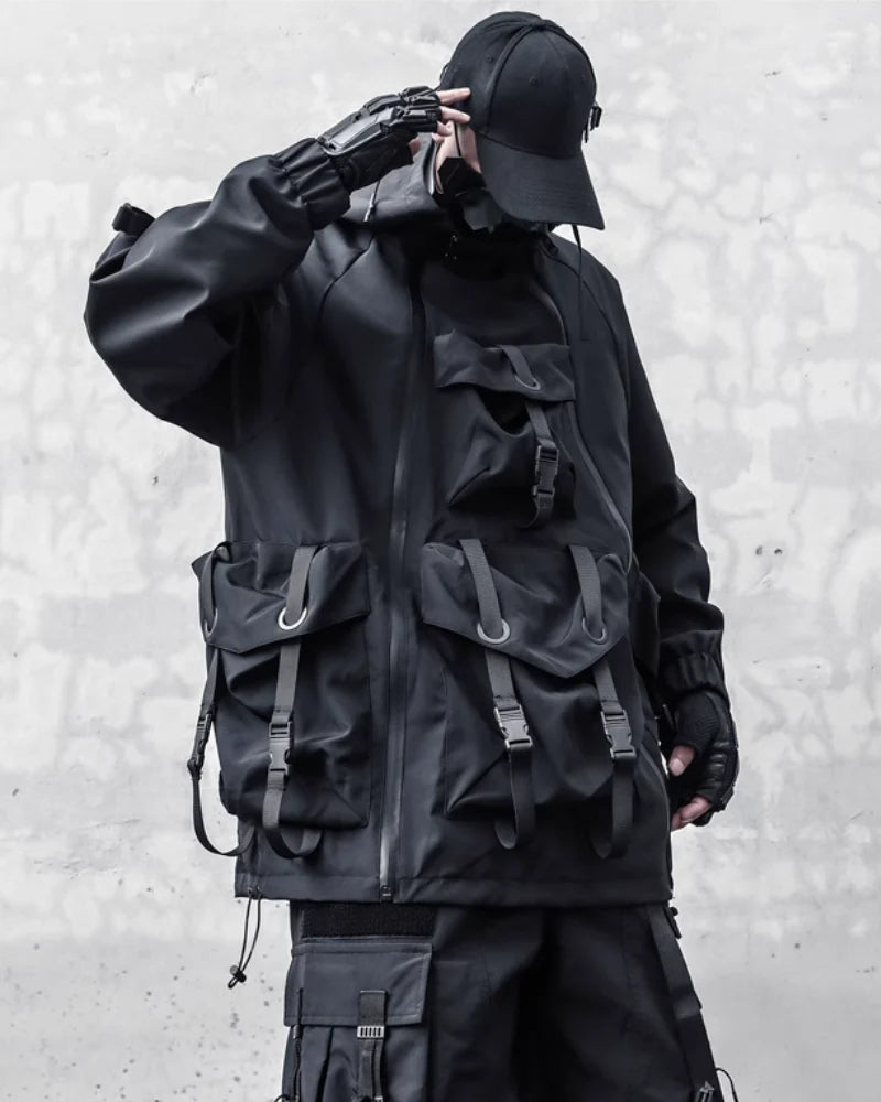 Functional Hardcore Loose Cyberpunk Hooded Jacket
