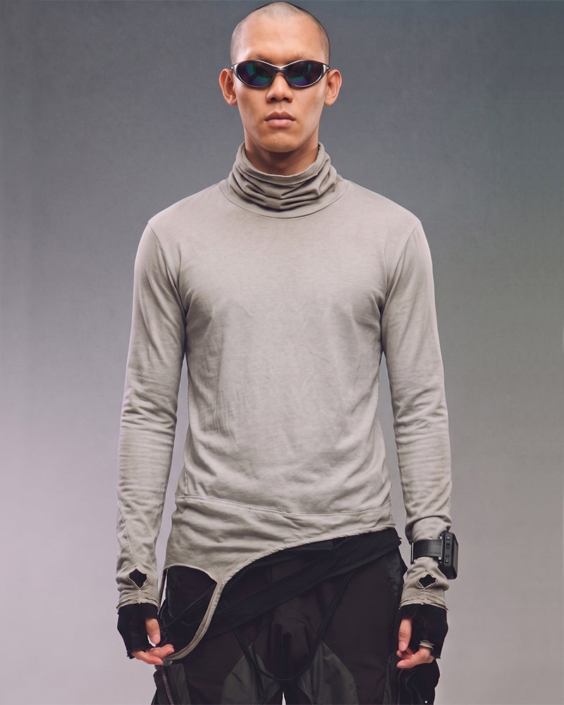 Post-Apocalyptic Face-Covering Deconstructed Long-Sleeve T-Shirt